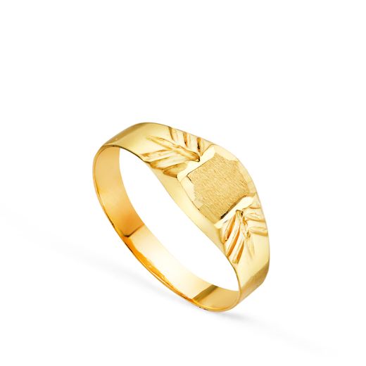 18K Sello Oro Amarillo Hueco Para Bebe O Meñique Cuadrado. Zona Grabado: 4X4Mm