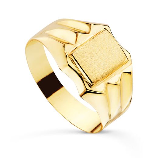 18K Sello Oro Amarillo Hueco Para Cadete Ancho 10 Mm