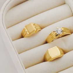 18K Sello Oro Amarillo Hueco Para Cadete Ancho 10 Mm