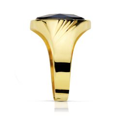 18K Sello Oro Amarillo Hueco Piedra Oval Zafiro Spinel.14X10 Mm