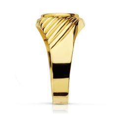 18K Sello Oro Amarillo Hueco Tallado Oval Zona Grabado 10 X 7.5 Mm