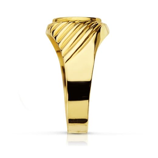 18K Sello Oro Amarillo Hueco Tallado Oval Zona Grabado 10 X 7.5 Mm