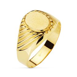 18K Sello Oro Amarillo Hueco Tallado Oval Zona Grabado 10 X 7.5 Mm