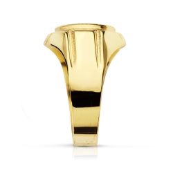 18K Sello Oro Amarillo Hueco Tallado Oval Zona Grabado 12 X 10.5 Mm
