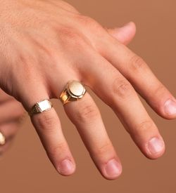 18K Sello Oro Amarillo Hueco Tallado Oval Zona Grabado 12 X 10.5 Mm