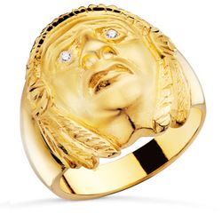 18K Sello Oro Amarillo Indio Americano Ancho Total 20 Mm
