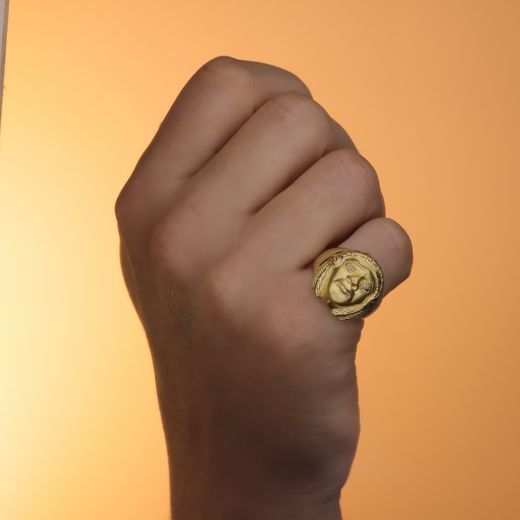 18K Sello Oro Amarillo Indio Americano Ancho Total 20 Mm