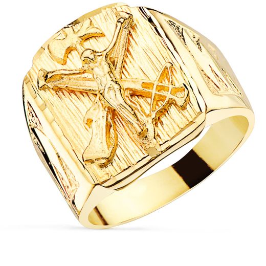 18K Sello Oro Amarillo Macizo Con Cristo De La Legion. Ancho Cabeza 21X17 Mm