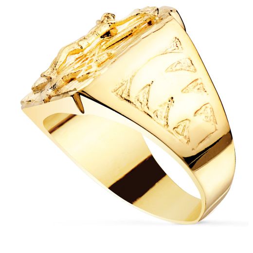18K Sello Oro Amarillo Macizo Con Cristo De La Legion. Ancho Cabeza 21X17 Mm