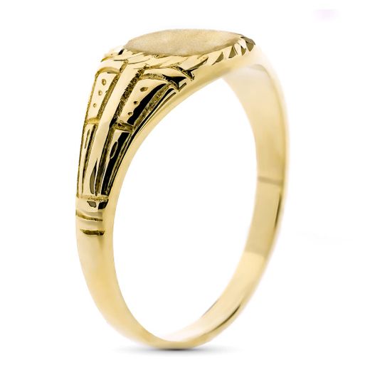 18K Sello Oro Amarillo Macizo Tallado Zona Grabado Redonda 7 Mm