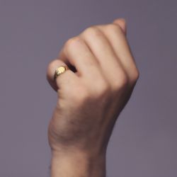 18K Sello Oro Amarillo Macizo Tallado Zona Grabado Redonda 7 Mm
