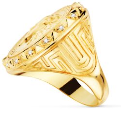 18K Sello Oro Amarillo Medusa Versace Mate 20 Mm Con Circonitas