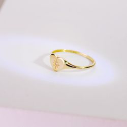 18K Sello Oro Amarillo Mujer Cabeza Corazon Con Circonita 9X7 Mm