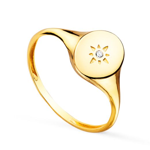 18K Sello Oro Amarillo Mujer Cabeza Oval Con Circonita 9X8 Mm