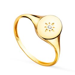 18K Sello Oro Amarillo Mujer Cabeza Oval Con Circonita 9X8 Mm
