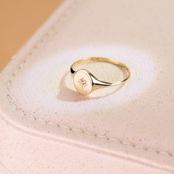18K Sello Oro Amarillo Mujer Cabeza Oval Con Circonita 9X8 Mm