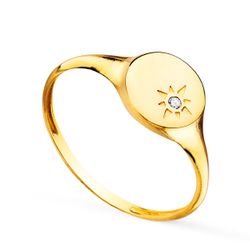 18K Sello Oro Amarillo Mujer Cabeza Redonda Con Circonita 8X8 Mm