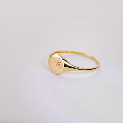 18K Sello Oro Amarillo Mujer Cabeza Redonda Con Circonita 8X8 Mm