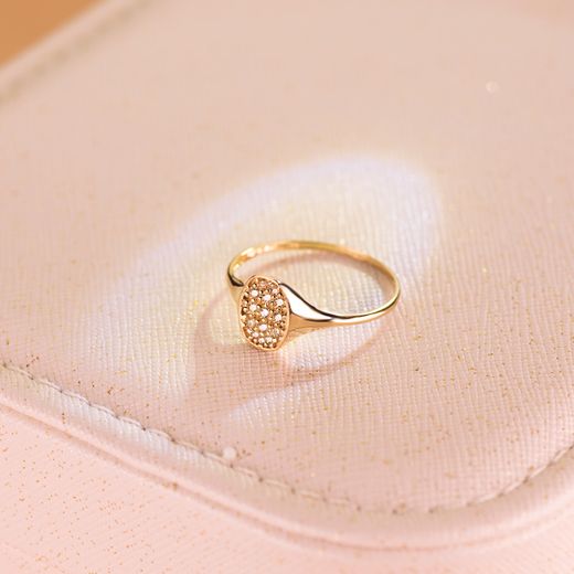 18K Sello Oro Amarillo Mujer Cabeza Tonel Con Circonita 9X7 Mm