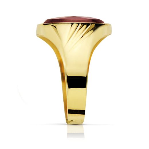 18K Sello Oro Amarillo Piedra Oval Rubi Spinel. 14X10 Mm