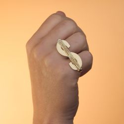 18K Sello Oro Amarillo Simbolo Dolar Tallado Dos Cuerpos 50X17 Mm