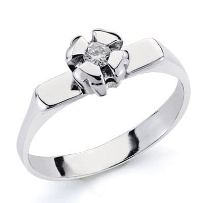 18K Solitario Diamante 0.10 Qtes Oro Blanco