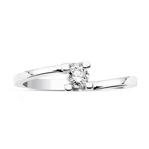 18K Solitario Diamante Talla Brillante Oro Blanco 0.100 Qts. Si-H