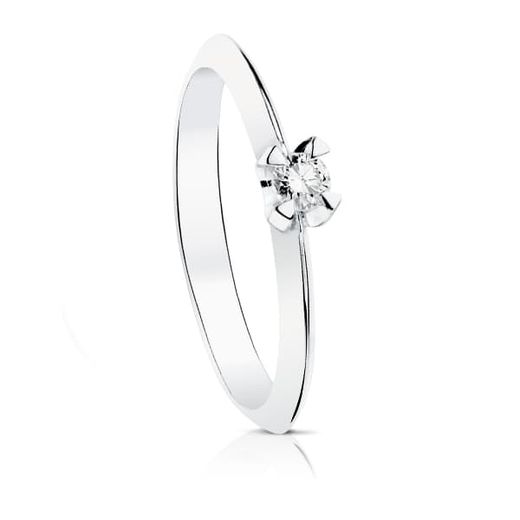 18K Solitario Diamante Talla Brillante Oro Blanco 0.100 Qts. Si-H
