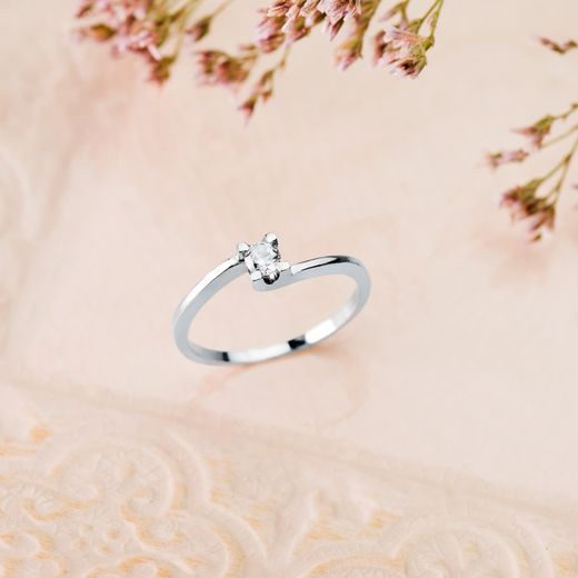 18K Solitario Diamante Talla Brillante Oro Blanco 0.150 Qts. Si-H