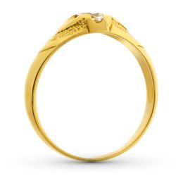 18K Solitario Oro Amarillo Cadete Ancho 6 Mm Circonita 4 Mm Sin Forrar