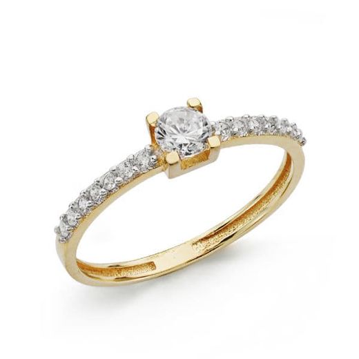 18K Solitario Oro Amarillo Circonita 4 Mm