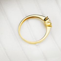 18K Solitario Oro Amarillo Circonita Garras 6.5 Mm Ancho Cuerpo 2 Mm