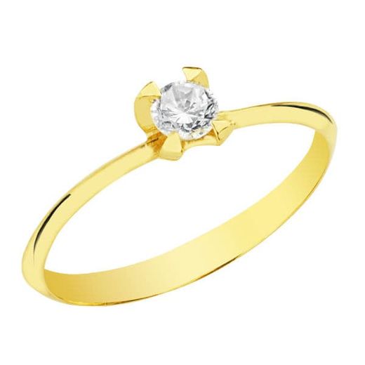 18K Solitario Oro Amarillo Con Circonita 3,5 Mm.