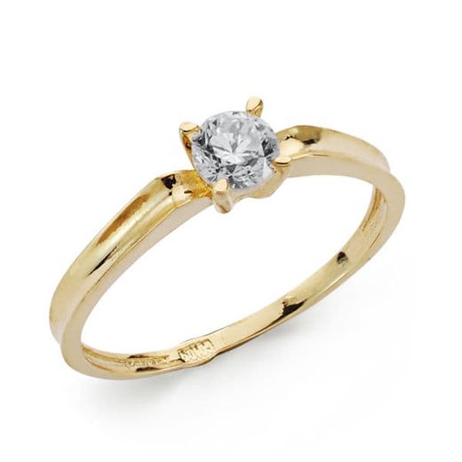 18K Solitario Oro Amarillo Con Circonita De 4 Mm