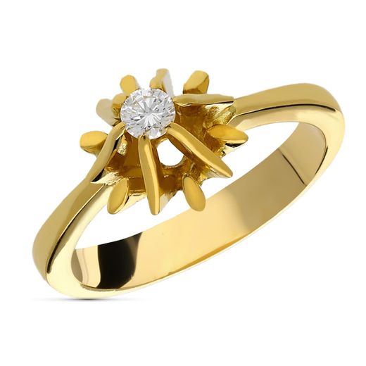18K Solitario Oro Amarillo Diamante 0.10 Qts. Ancho: 9Mm