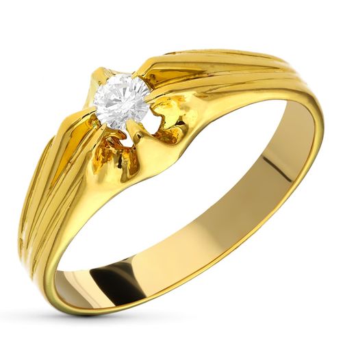 18K Solitario Oro Amarillo Diamante 0.20 Qts. Ancho: 7 Mm