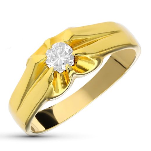 18K Solitario Oro Amarillo Diamante 0.20 Qts. Ancho: 8,5 Mm