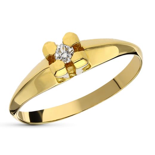 18K Solitario Oro Amarillo Diamante Talla Brillante 0.10 Qts.