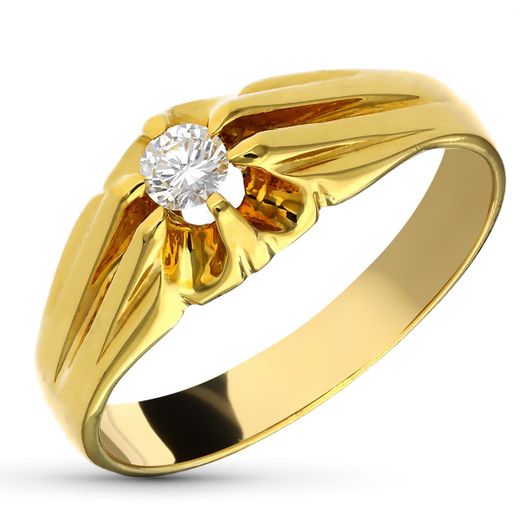 18K Solitario Oro Amarillo Diamante Talla Brillante 0.20 Qts.