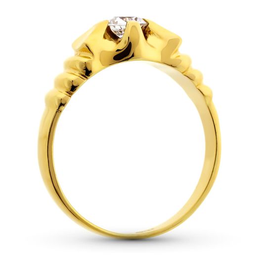 18K Solitario Oro Amarillo Macizo Circonita 4 Mm. Ancho 7,5Mm