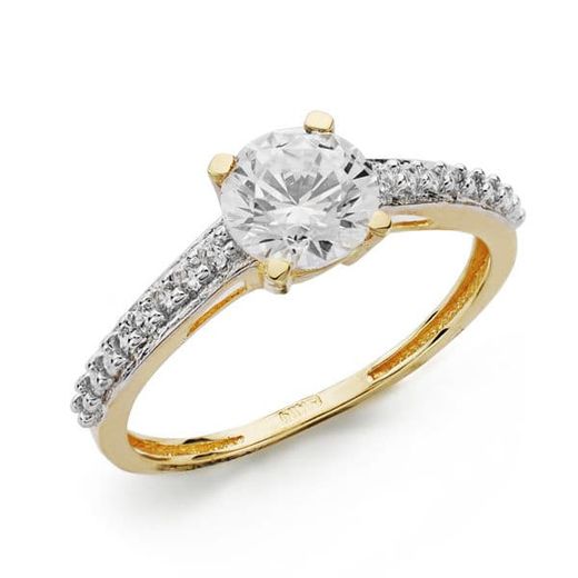 18K Solitario Oro Bicolor Circonita 6 Mm