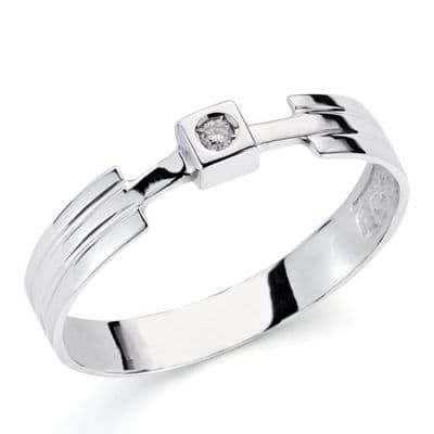 18K Solitario Oro Blanco Brillante. 0.040 Qts. Ancho: 4 Mm