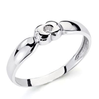 18K Solitario Oro Blanco Brillante 0.040 Qts. Ancho: 4Mm