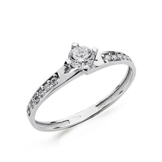 18K Solitario Oro Blanco Circonita 4 Mm