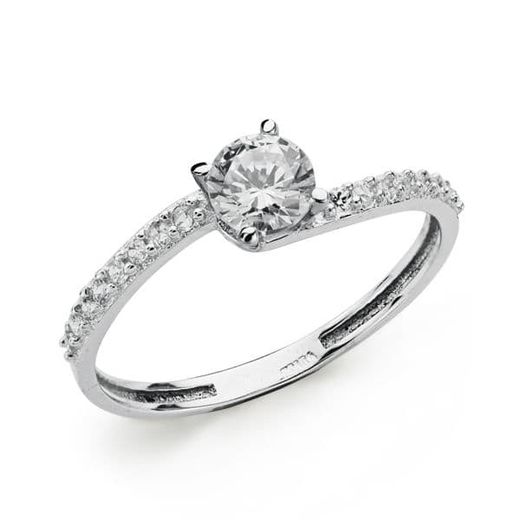 18K Solitario Oro Blanco Circonita 5 Mm