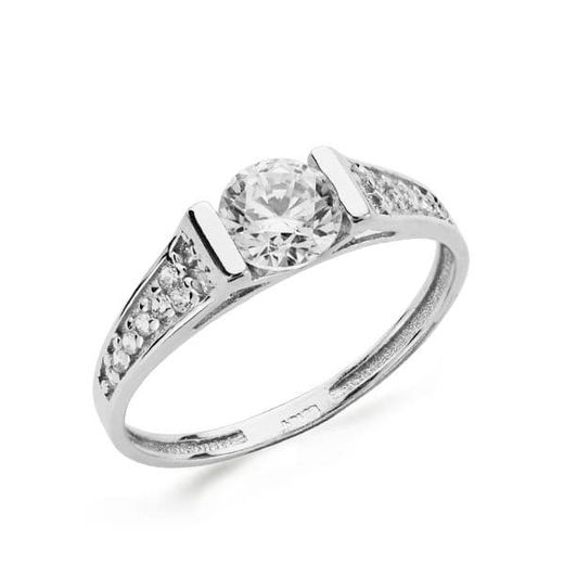 18K Solitario Oro Blanco Circonita 5 Mm