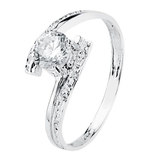 18K Solitario Oro Blanco Circonita 5 Mm