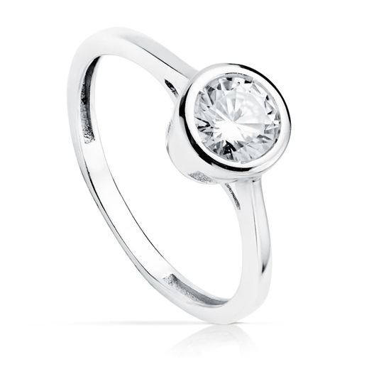 18K Solitario Oro Blanco Con Circonita 5.5 Mm