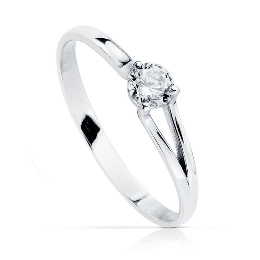 18K Solitario Oro Blanco Con Circonita De 4 Mm