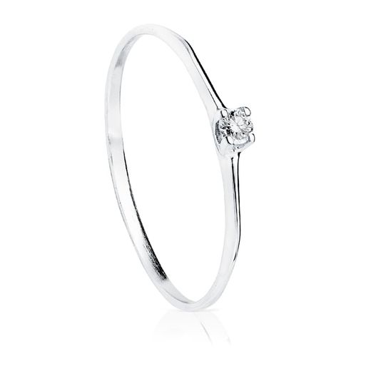 18K Solitario Oro Blanco Diamante 0.055 Qts. Si-H Ancho: 3Mm